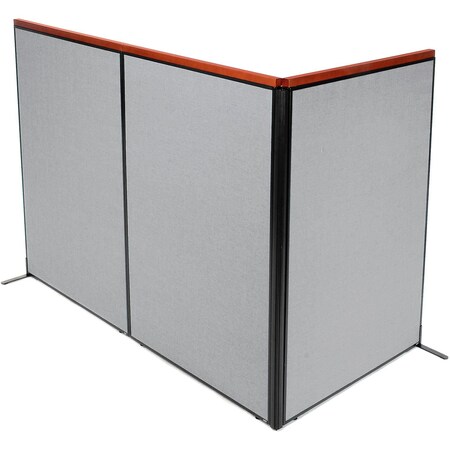 Interion By Global Industrial Interion Deluxe Freestanding 3-Panel Corner Room Divider, 48-1/4inW x 73-1/2inH Panels, Gray 695083GY